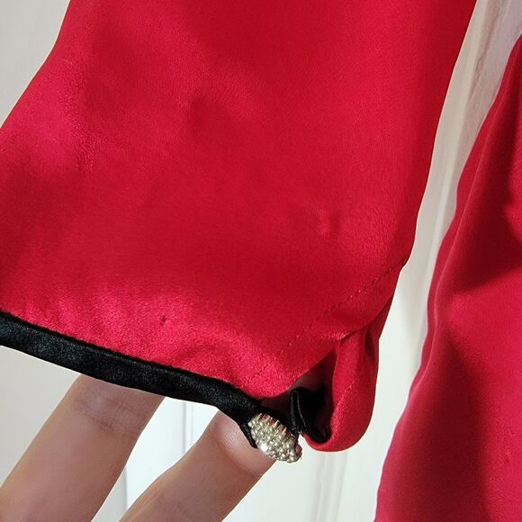 Vintage The Silk Farm Made In Korea Red Silk Midi Dress Old Money Modest Sz‎ 6/8 - Picture 4 of 9